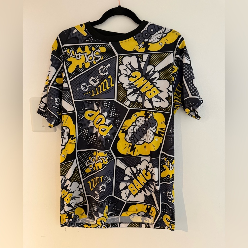 Kids Comic Print T-Shirt - Black, Yellow, White